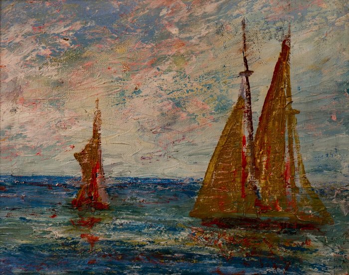 French Impressionist School (XX) - Coucher de soleil en mer - NO RESERVE