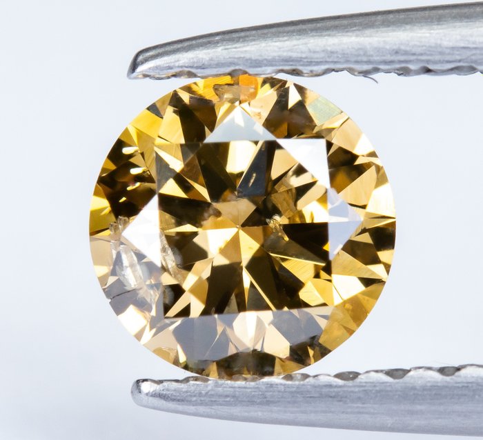 Diamant - 0.51 ct - Natural Fancy Intense Brownish Yellow - SI2 *NO RESERVE*
