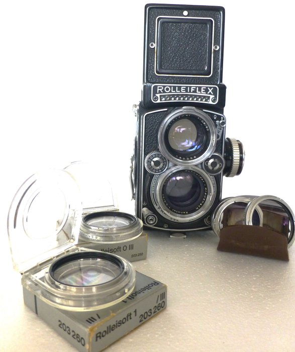 Rollei Rolleiflex 2,8 E | Schneider Xenotar 2,8/80mm + acc. | Aparat analogowy