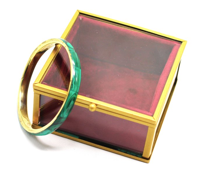 Malakit och gul koppar Smycken - Höjd: 0.91 cm- 35.4 g - (1)