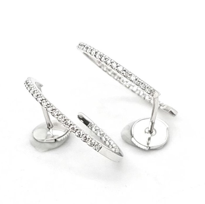 Mecan Diamond Hoop Earrings memory 18,5 mm Oorbellen - Witgoud Rond Diamant - Diamant 