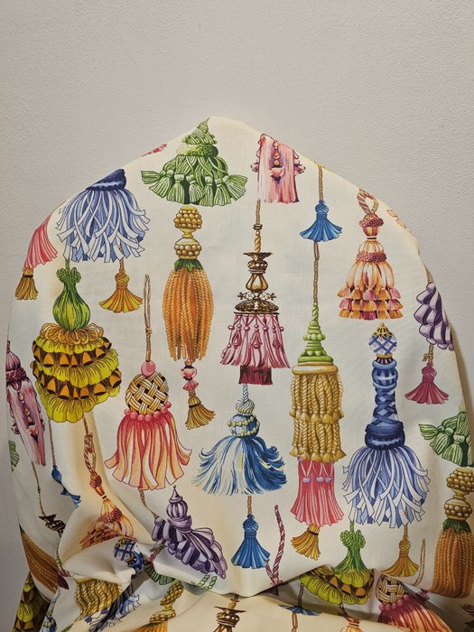PAS DE PRIX DE RÉSERVE ! Tissu oriental exclusif avec pompons colorés - 300x280cm - Bohemian Design - Textile  - 300 cm - 280 cm