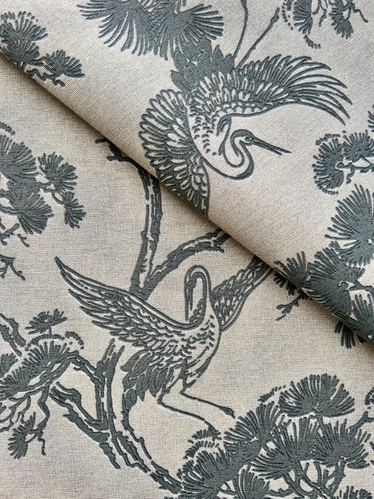 大片日本雕刻印花织物，银杏林中的鹤。 - 纺织品  - 300 cm - 280 cm