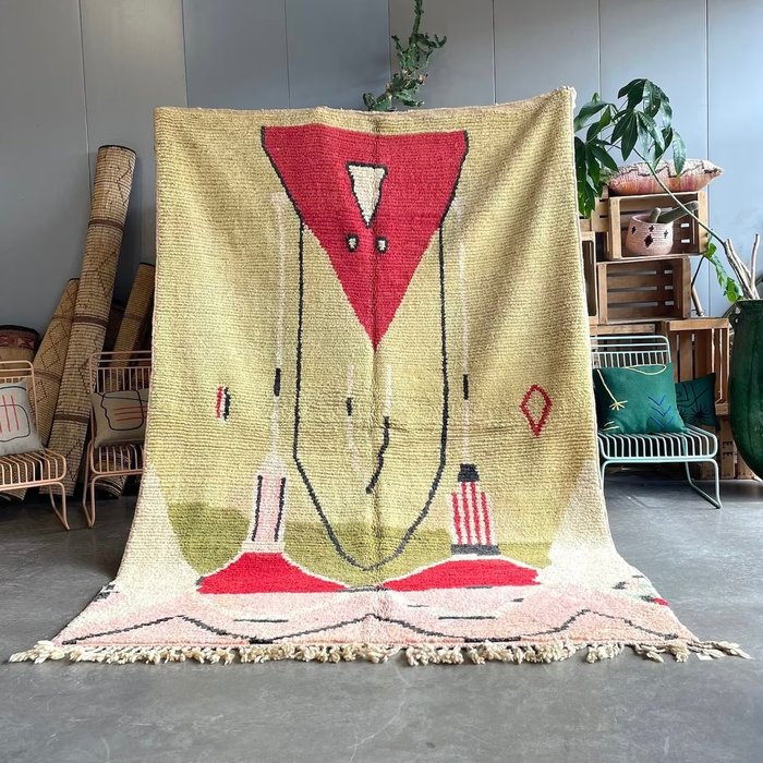 Modern groen Marokkaans wollen vloerkleed - Berber handgeknoopt tapijt - Vloerkleed - 290 cm - 200 cm