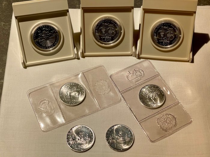意大利， 意大利共和国. 500 Lire argento (7 monete)  (没有保留价)