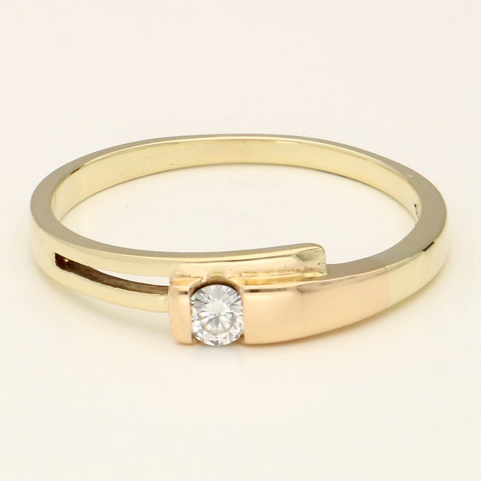Diamant - 14K guld - Gult guld - Ring