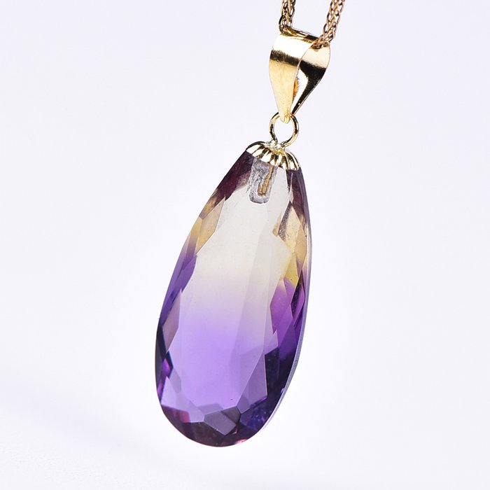 无底价 - 天然紫黄晶和金链 - 高品质、精美的手工切割和抛光作品- 1.06 g