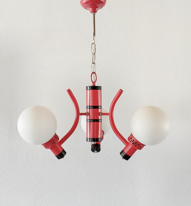 Hanging lamp - Lacquered metal, glass