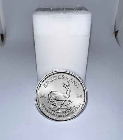 南非. 1 Rand 2024 Silver Krugerrand Coin, 25 x 1 oz in Tube