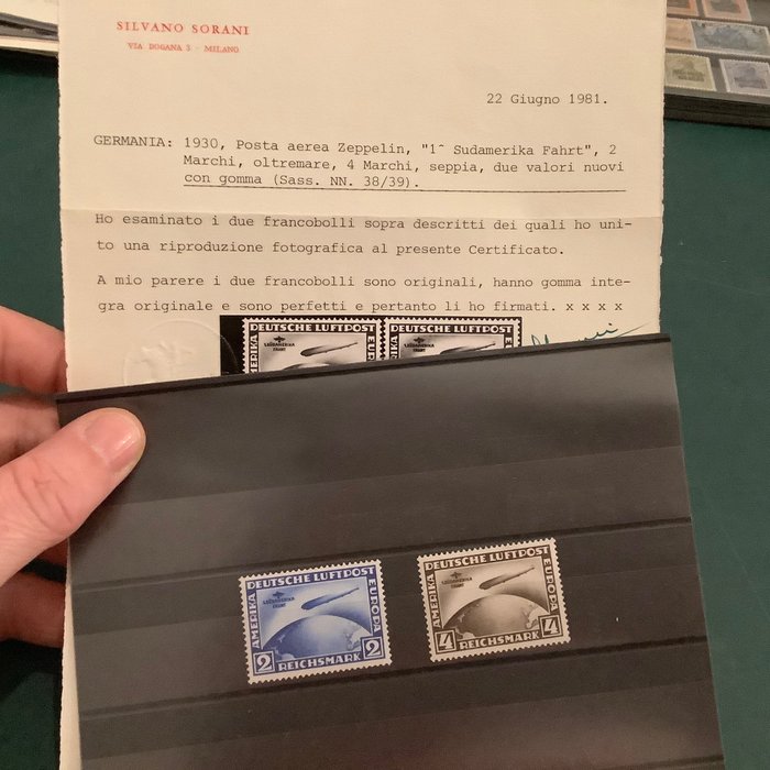 德意志帝国 1930 - 芝加哥法斯 - 带照片证书索拉尼 - Michel 438/439