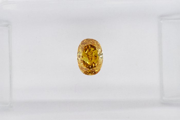 1 pcs Diamant - 0.24 ct - Oval - NO RESERVE PRICE - Fancy Deep Brownish Yellow - SI1