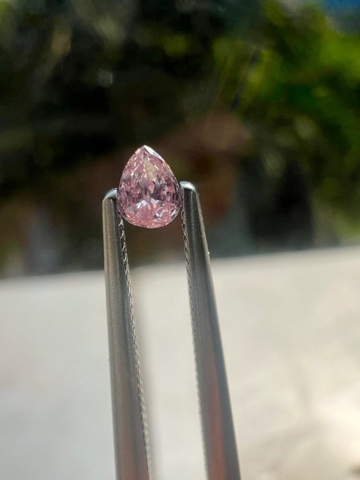 1 pcs Diamant - 0.07 ct - Poire - Rose intense fantaisie - VS1