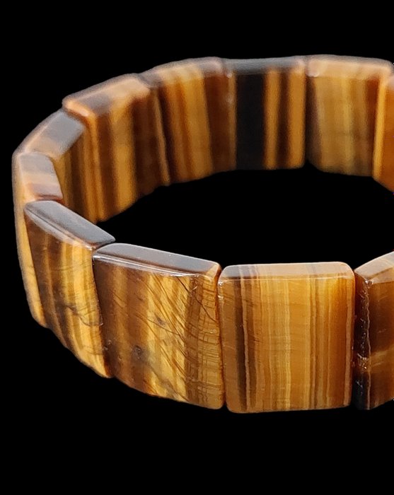 Magnificent tiger's eye bracelet. AAA quality. Bangle. XL format. - Height: 2 cm - Width: 0.5 cm- 53 g - (1)