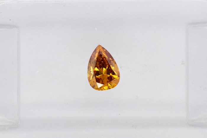 1 pcs 鑽石 - 0.24 ct - 梨 - NO RESERVE PRICE - Fancy Deep Brownish Orangy Yellow - VS1