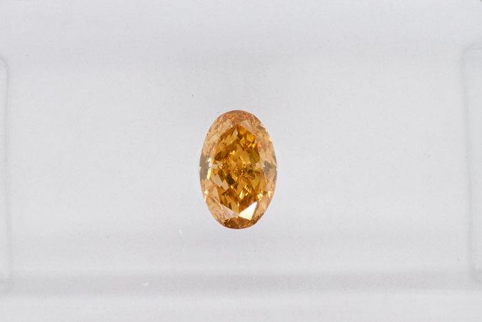 1 pcs Diamant - 0.34 ct - Oval - NO RESERVE PRICE - Fancy Intense Yellowish Orangy Brown - VS1