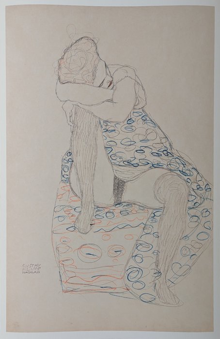 Gustav Klimt (1862-1918), after - Sitzende mit gerafftem Rock (1910)