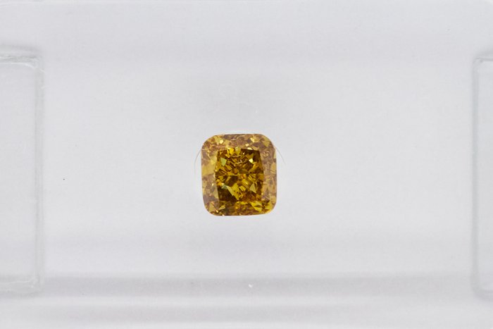 1 pcs Diament - 0.30 ct - Poduszka - NO RESERVE PRICE - Fancy Deep Brownish Yellow - SI1 (z nieznacznymi inkluzjami)