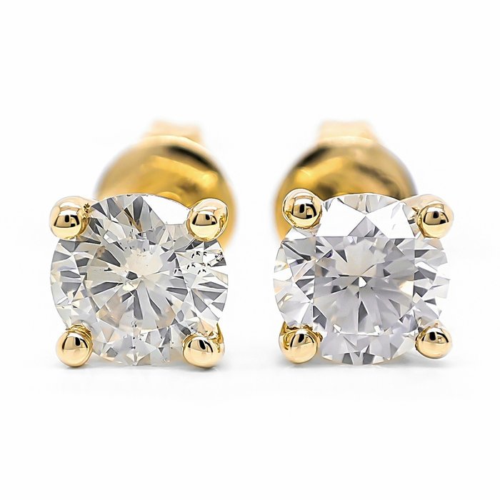 沒有保留價 - 1.17 Carat J/VS-SI Diamonds - 耳環 - 14 克拉 黃金 