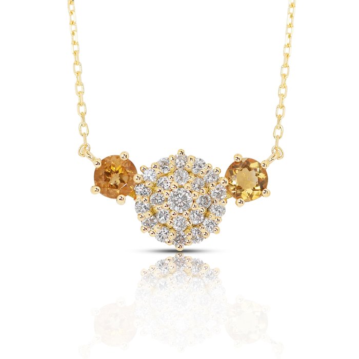 Ohne Mindestpreis - Halskette - 14 kt Gelbgold, 1,75 ct Gesamtgewicht der Edelsteine -  1.75 tw. Saphir - Diamant 