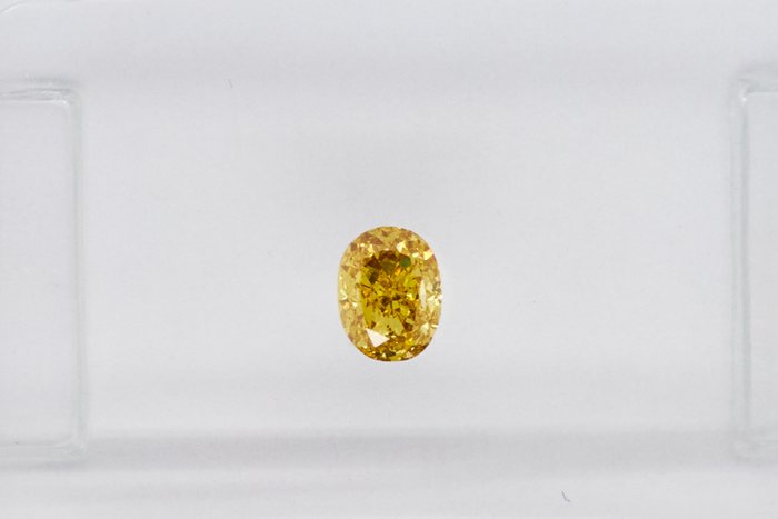 1 pcs 鑽石 - 0.20 ct - 橢圓形 - NO RESERVE PRICE - Fancy Intense Brownish Yellow - SI1
