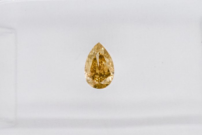 1 pcs 鑽石 - 0.30 ct - 梨 - NO RESERVE PRICE - Fancy Intense Brownish Yellow - SI1