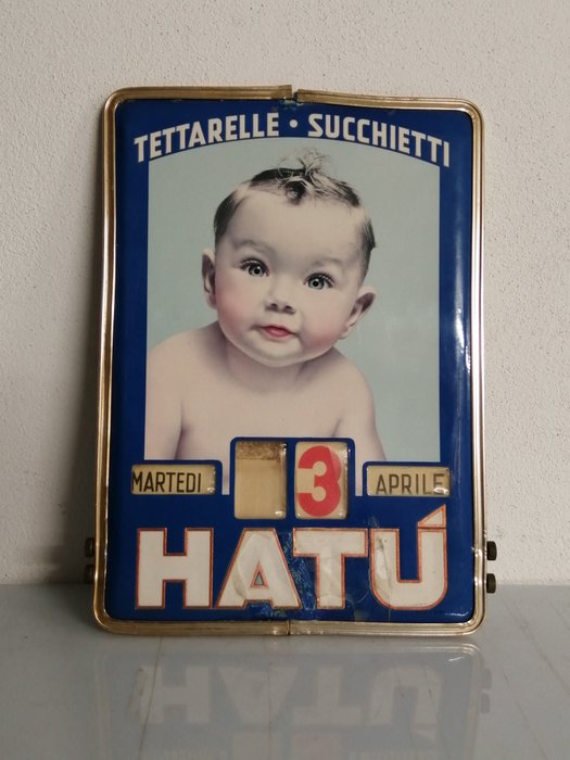 Hatu' - Calendario Perpetuo - 1950s - Reclamebord - Aluminium, Plastic