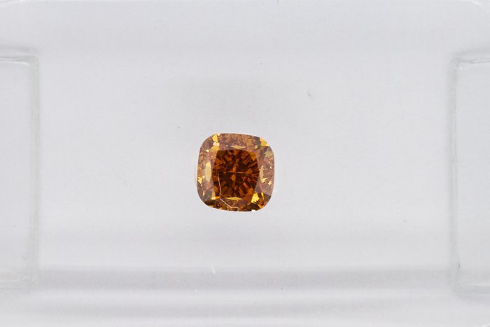1 pcs Diamante - 0.31 ct - Cuscino - NO RESERVE PRICE - Fancy Deep Yellowish Orange Brown - VS1