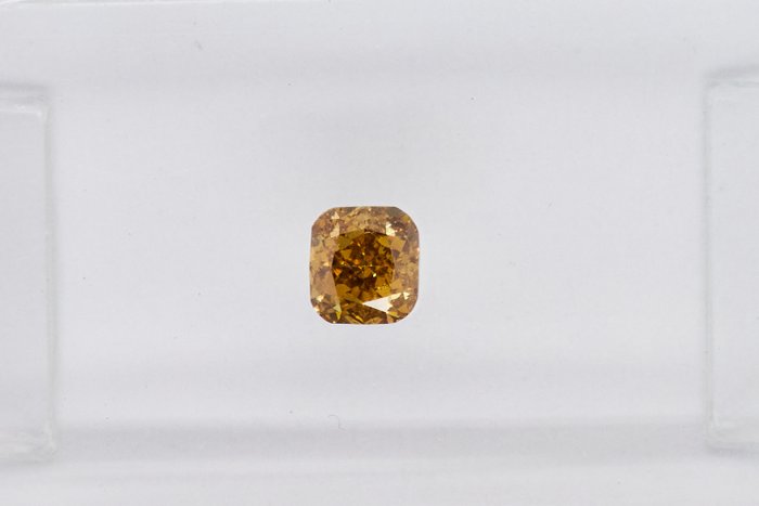 1 pcs Diamant - 0.23 ct - Kissen - NO RESERVE PRICE - Fancy Intense Brownish Yellow - VS2