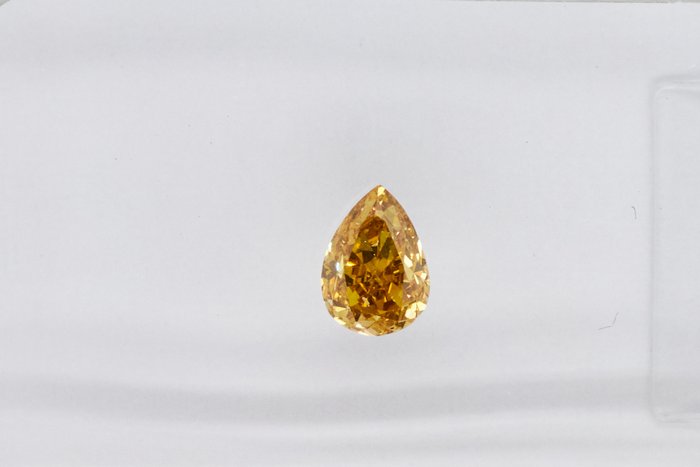1 pcs Diamond - 0.26 ct - Pear - NO RESERVE PRICE - Fancy Intense Brownish Yellow - SI1