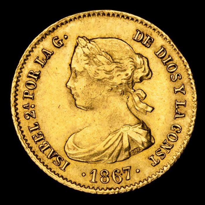 Spanje. Isabel II (1833-1868). 4 Escudos Madrid en el año 1867 - SIN RESERVA