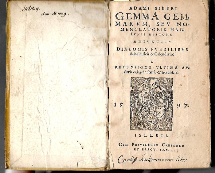 Adami Siberi - Gemma gemmarum, seu nomenclatoris Had. Iunii epitome : adiunctis dialogis puerilibus et legibus - 1597