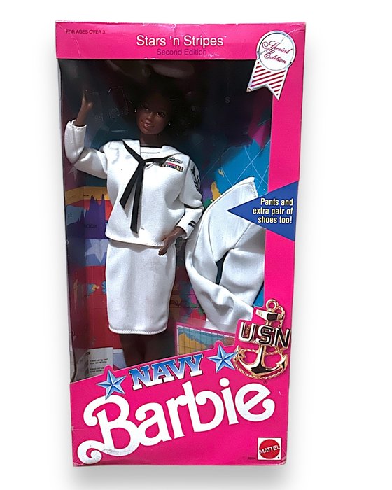 Mattel  - Boneca Barbie Barbie African American Navy Barbie Special Edition New - 1990-2000