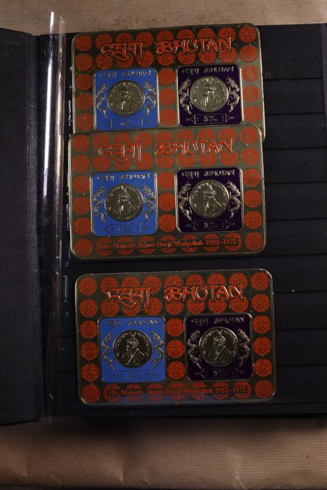Bután 1972 - 10 series completas con bloque de sellos de lámina de oro Jigme Dorji Wangchuk - Envío gratuito a