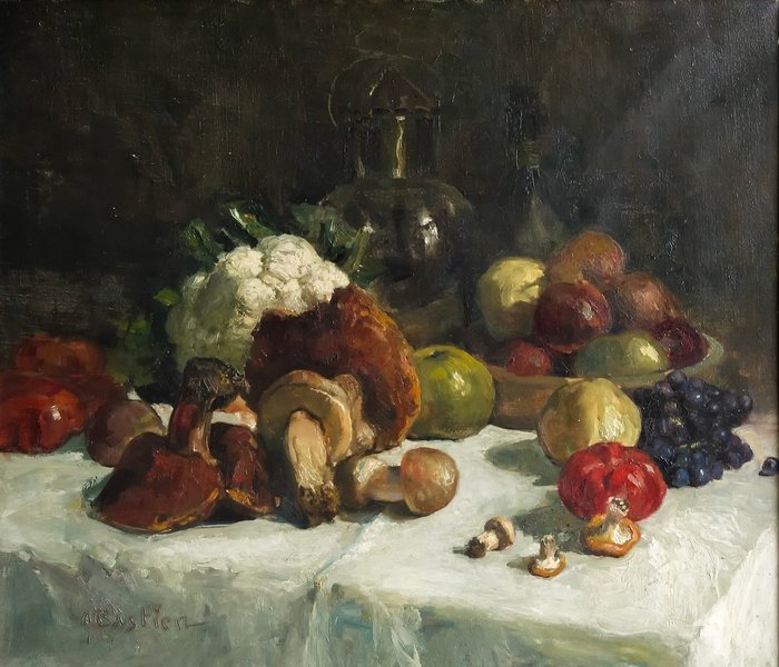 Alfred T. BASTIEN (1873-1955) - Nature morte aux fruits et légumes