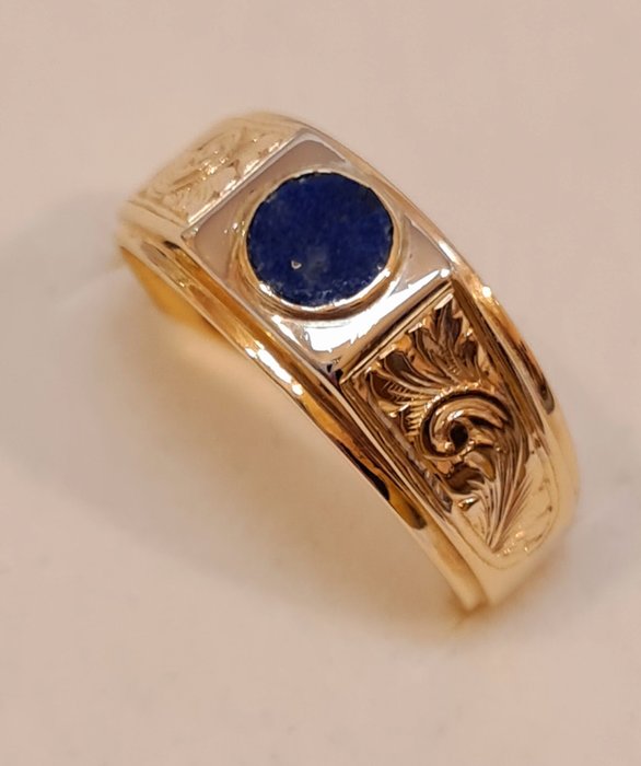 Bague - Or 18 ct - Or rose Lapis-lazuli 