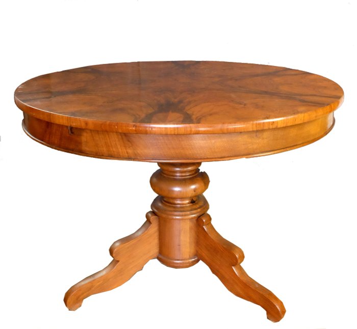Table - Table ronde élégante en beau bois de noyer - Noyer