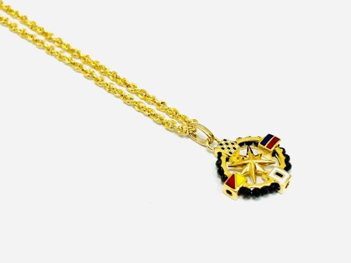 Necklace with pendant Yellow gold Diamond  (Colour-treated) 