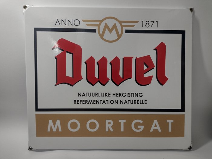 Emalje tegn (1) - Emaljert reklameskilt fra belgiske "Duvel Moortgat Brewery" - Emalje, Metall