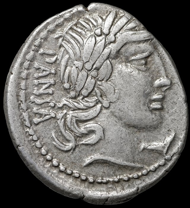 Römische Republik. C. Vibius C. f. Pansa, ca. 90 v.u.Z.. Denarius Minerva