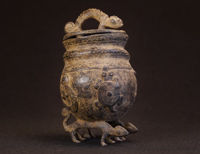 Primordial cup with lizard - Kopp (1) - Nommo - Mali - afrikansk bronse