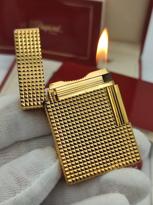 S.T. Dupont - Diamond Head Style Line 1 Small BR type * with box and documents * - Mechero - Gold Plated