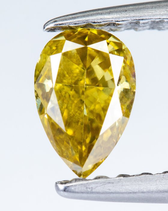 Diamant - 0.37 ct - Jaune verdâtre intense naturel fantaisie - SI2 *NO RESERVE*