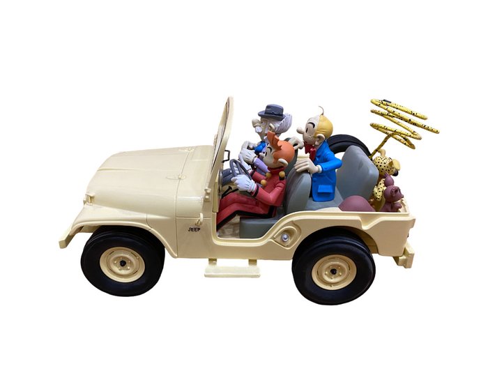 Spirou et Fantasio - 1 Figure & You Statuette - Le Garage de Franquin - Jeep Cj5 de Spirou et Fantasio
