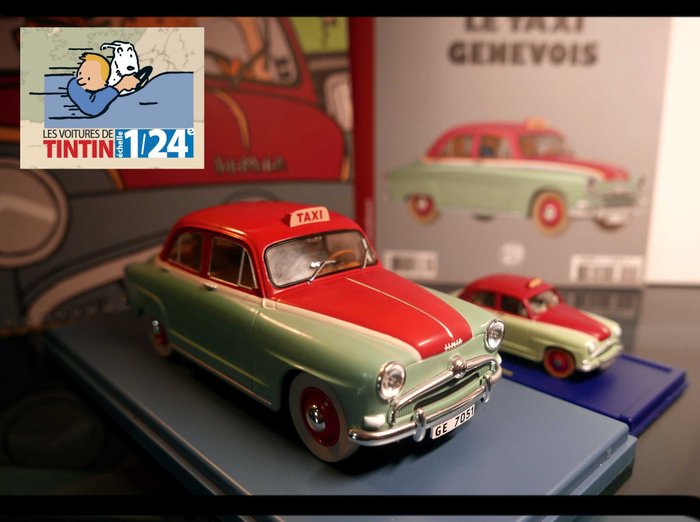 Tintin - Ensemble de 2 Voitures 1/24 et 1/43 - le Taxi Simca Aronde de Genève - L’Affaire Tournesol