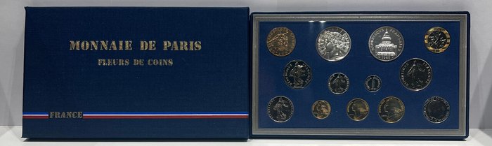 法国. Fifth Republic. Year Set (FDC) 1988 (13 monnaies) dont 2x 100 Francs argent