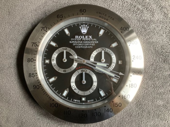 Relógio de parede - Exibição do revendedor Concessionário Rolex estilo Daytona - ROLEX DAYTONA (Style) Black Dial - Aço (aço inoxidável) - 2000-2010