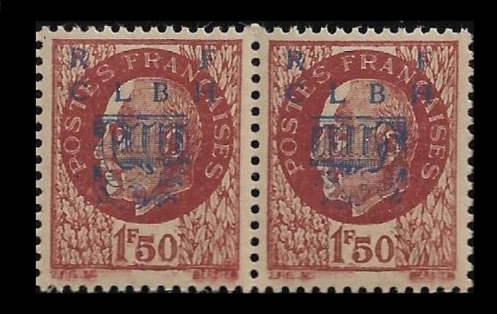 France 1944 - Libération Decazeville. (Aveyron) A pair with type I and II holding each other. RARE. Rating 650€ - Mayer 2021. N°6
