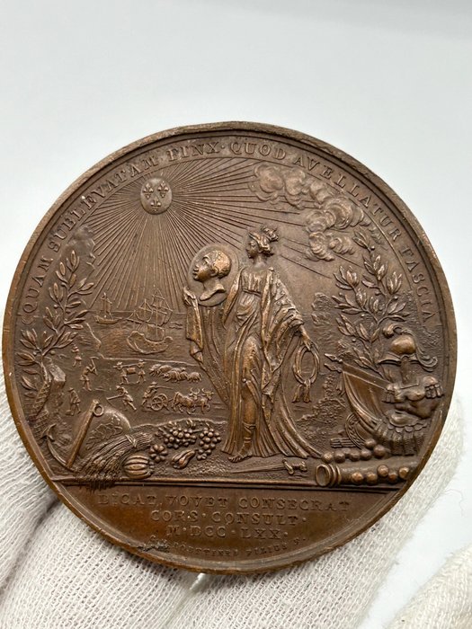 France - Medal - Médaille en bronze du rattachement Louis XV de la Corse à la France - 1770