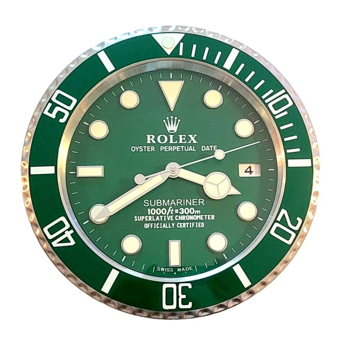 Ceas de perete - Concesionar Rolex Submariner Hulk editie dealer display - Aluminiu, Sticlă - 2020+