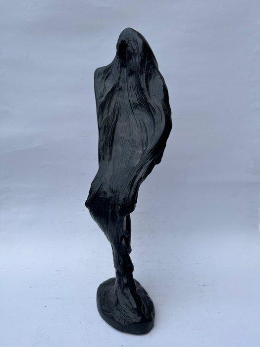 David Fisher – sculptuur, Naakte Art Nouveau Dame – 50 cm – Durastone – 1987